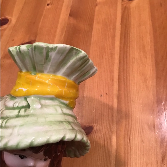 VINTAGE LEFTON LADY HEAD VASE 60’s GIRL YELLOW GREEN - Picture 8 of 9